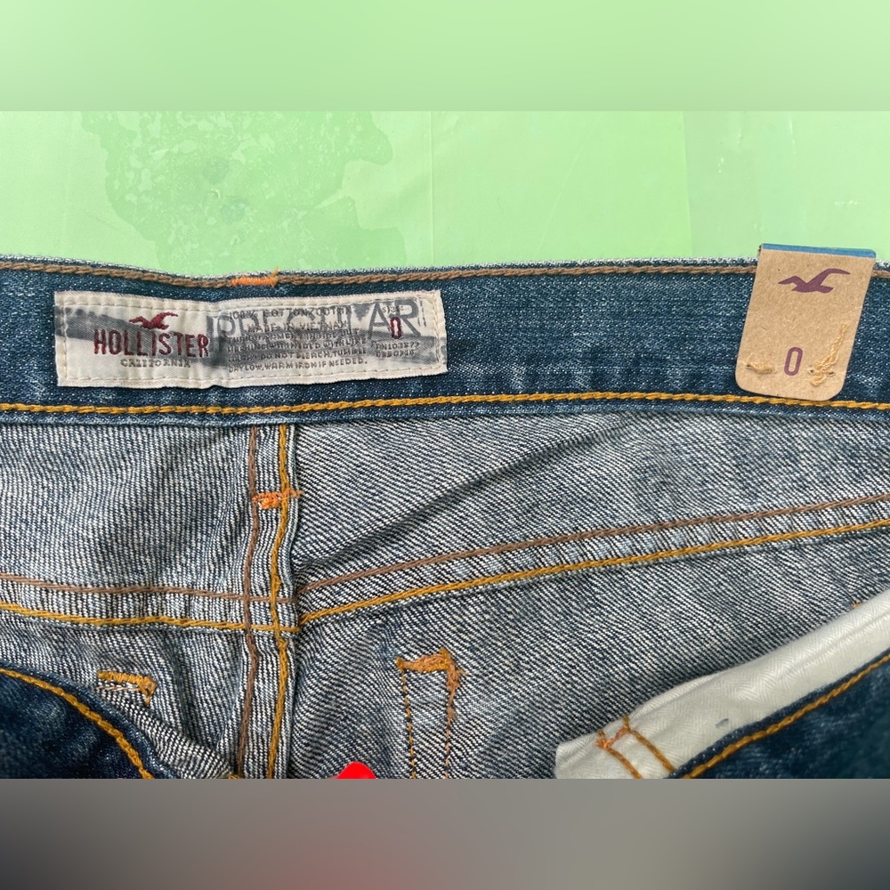 LOW RISE VINTAGE Hollister Cali Hermosa Dark Blue boot leg  size 0 irregular - Picture 10 of 13